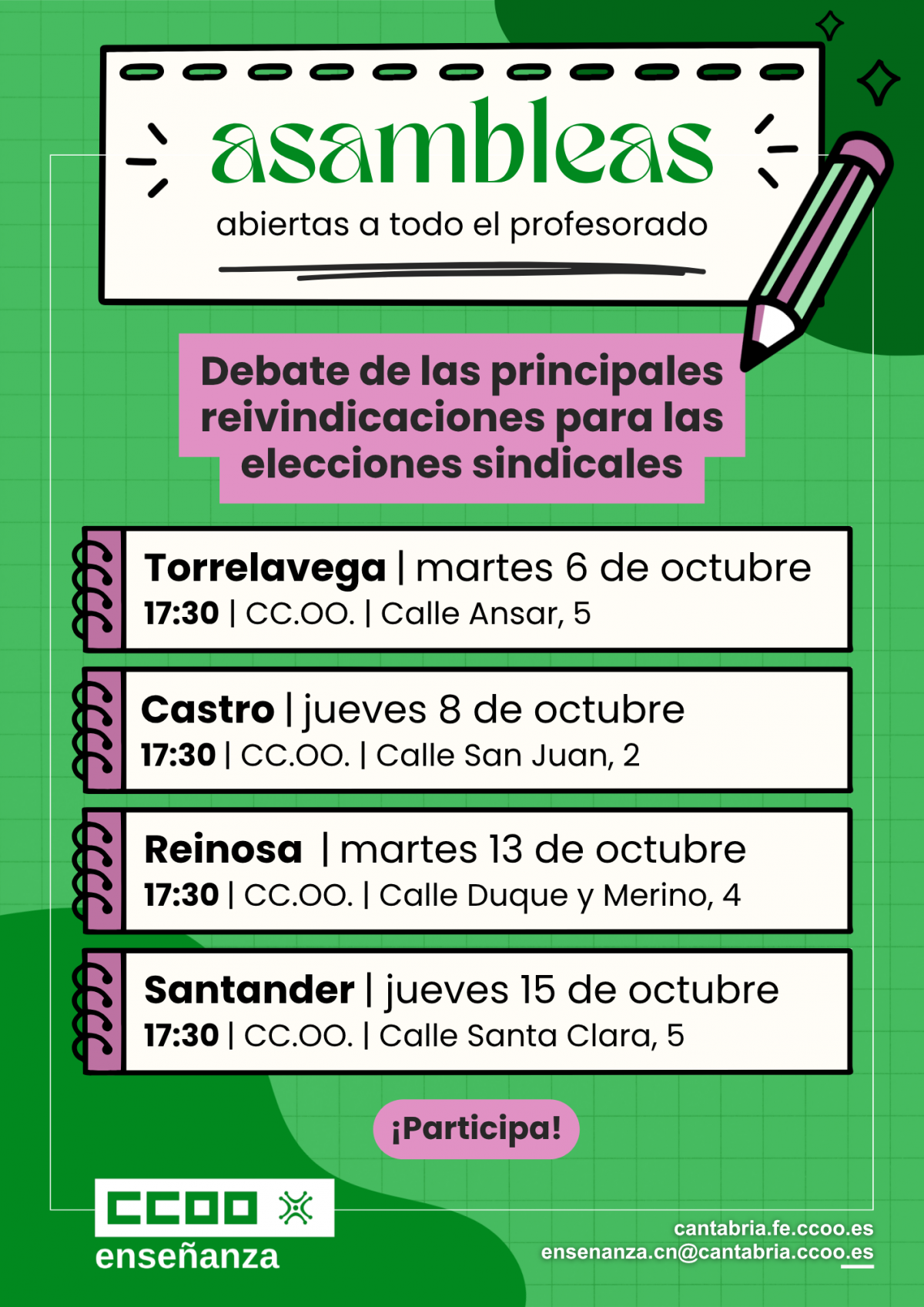 Asambleas debate programa elecciones sindicales 3 de diciembre