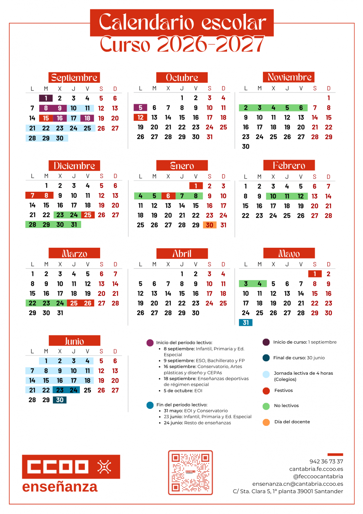 Calendario escolar 2026-2027