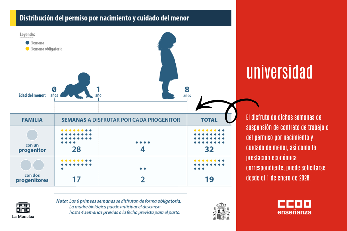 Distribución del permiso por nacimiento y cuidado del menor