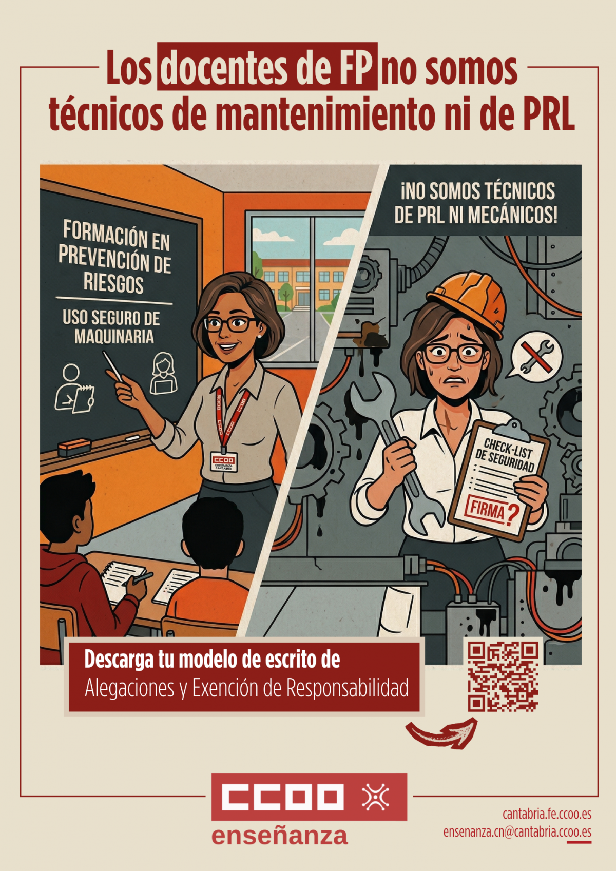 Los docentes de FP no somos técnicos de mantenimiento ni de PRL