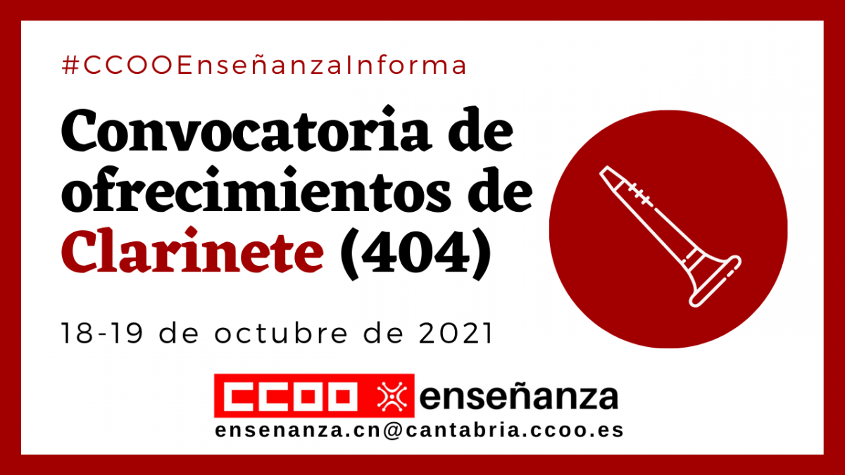 Convocatoria ofrecimientos Clarinete (404)