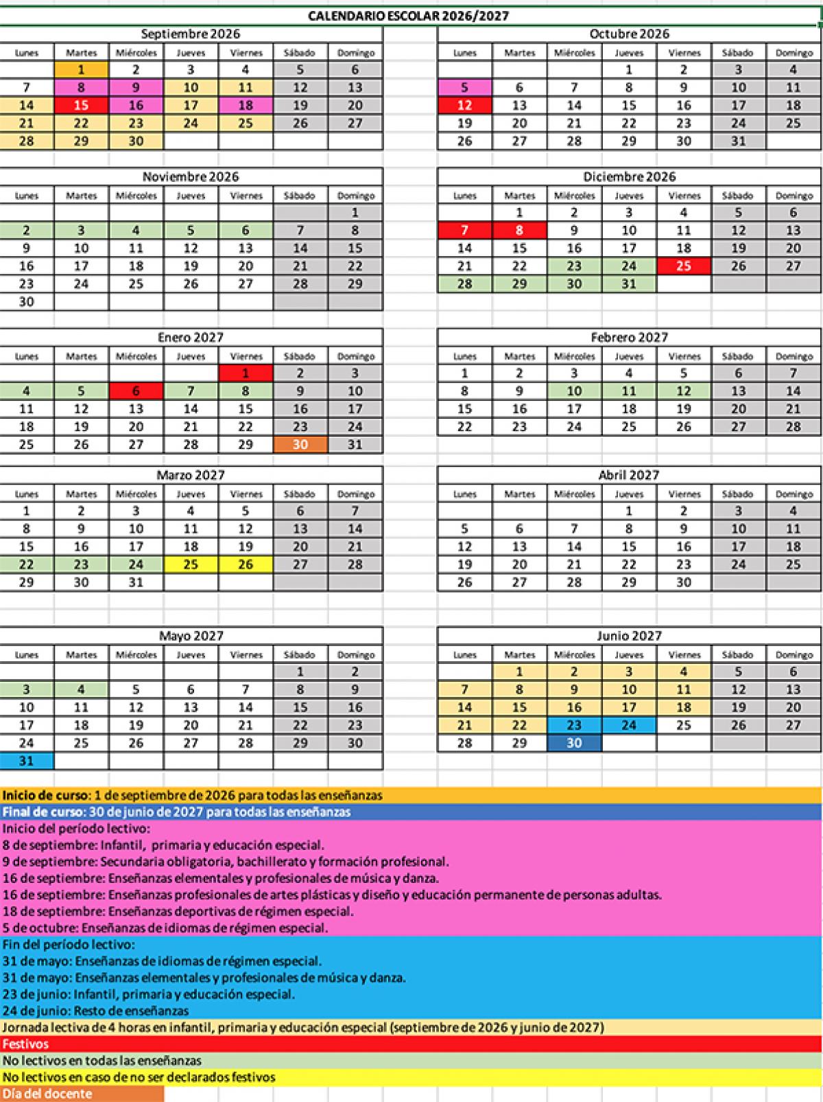 calendario escolar 2026-2027