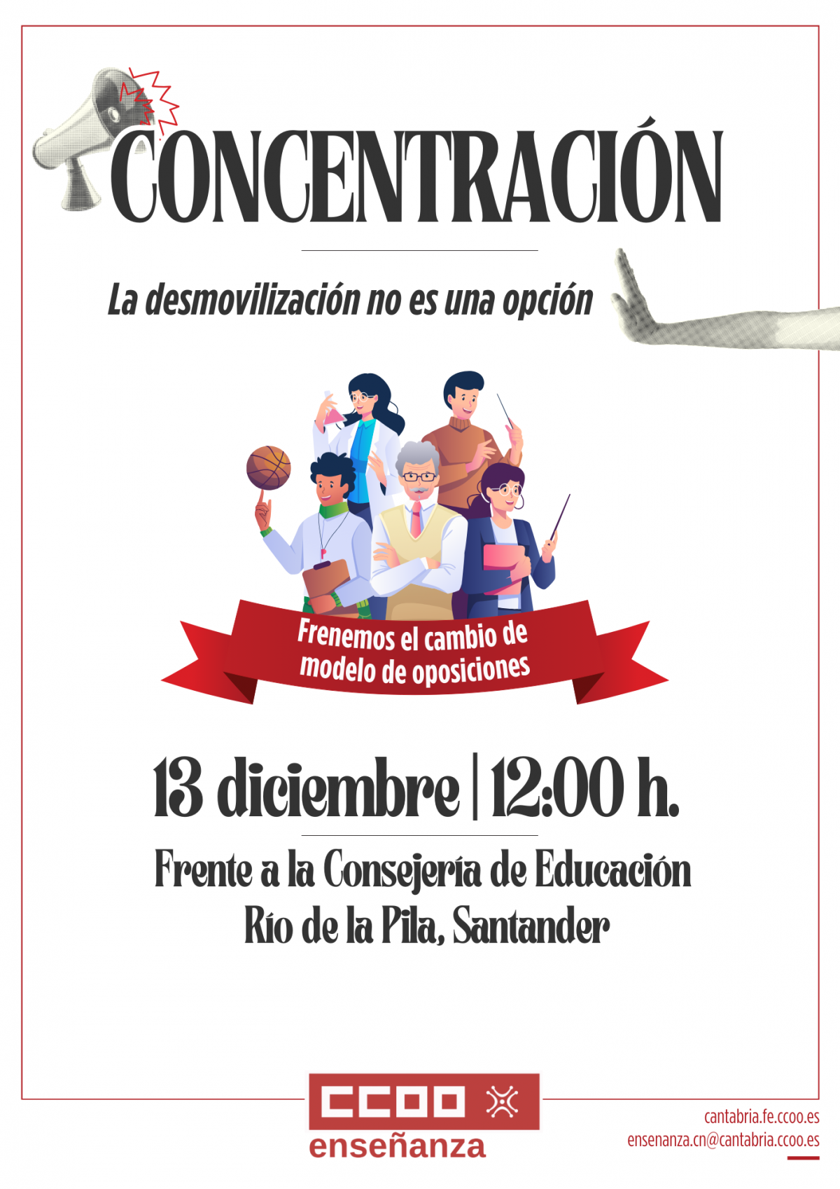 Concentración para el sábado 13 contra el cambio unilateral de oposiciones en Educación