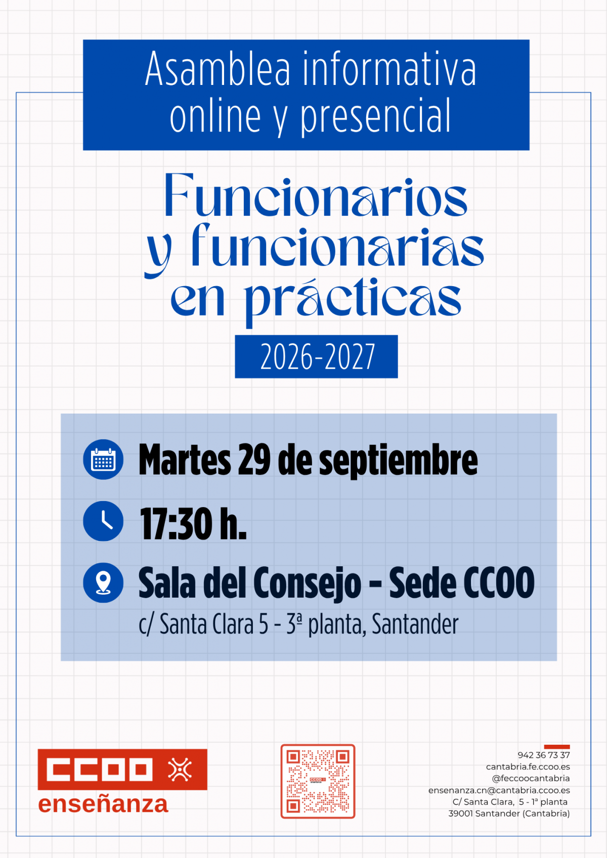 Asamblea CCOO funcionarios en prácticas 29-9-26